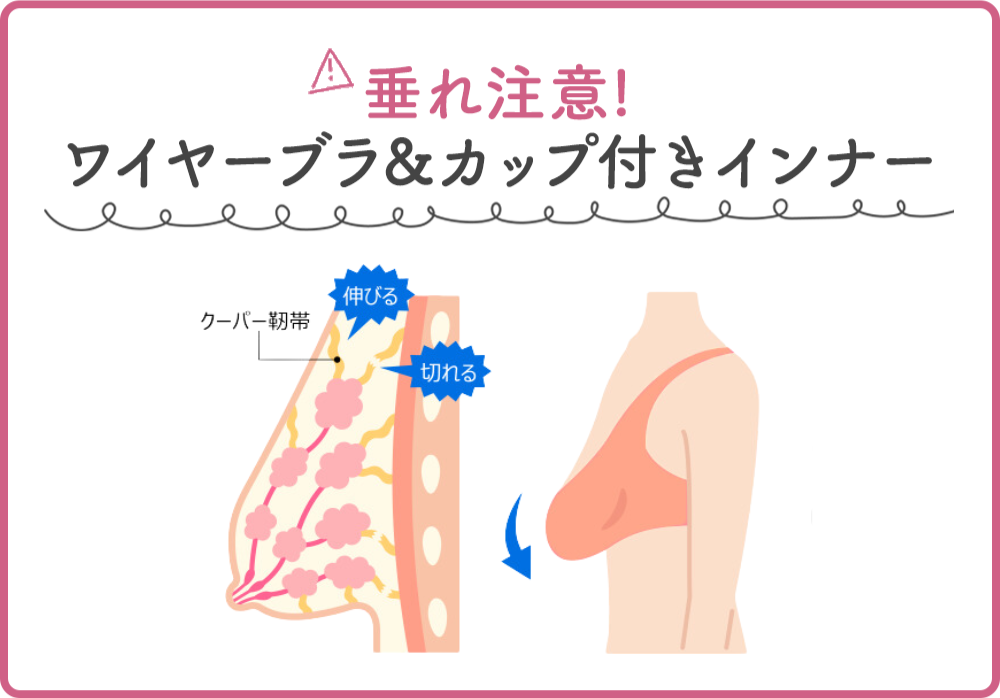 垂れ注意！ワイヤーブラ＆カップ付きインナー